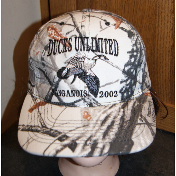 Vintage 2002 Sanganois Ducks Unlimited Light Camo Hat Cap Snapback USA Made - Picture 1 of 8